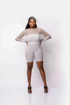 Romper set with glitter mesh top